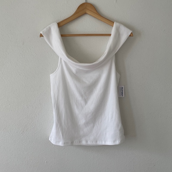 Old Navy Off Shoulder Ribbed Tee White - Picture 8 of 14